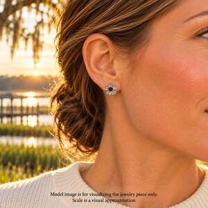 Rachel Ashwell 925 Silver Red Clear CZ Flower Stud Earrings 8.5mm NIB